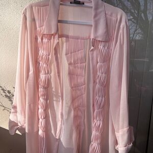 Vintage 2 piece sheer blouse set: 1X plus size pink and SEXY!